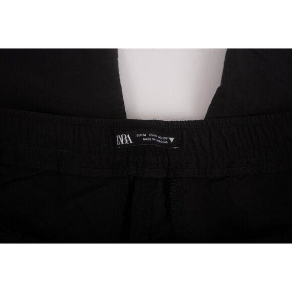 Zara Womans Pants jogger Size M Black Wide Leg High Elastic Waist 4174/873 NWOT - Picture 7 of 7